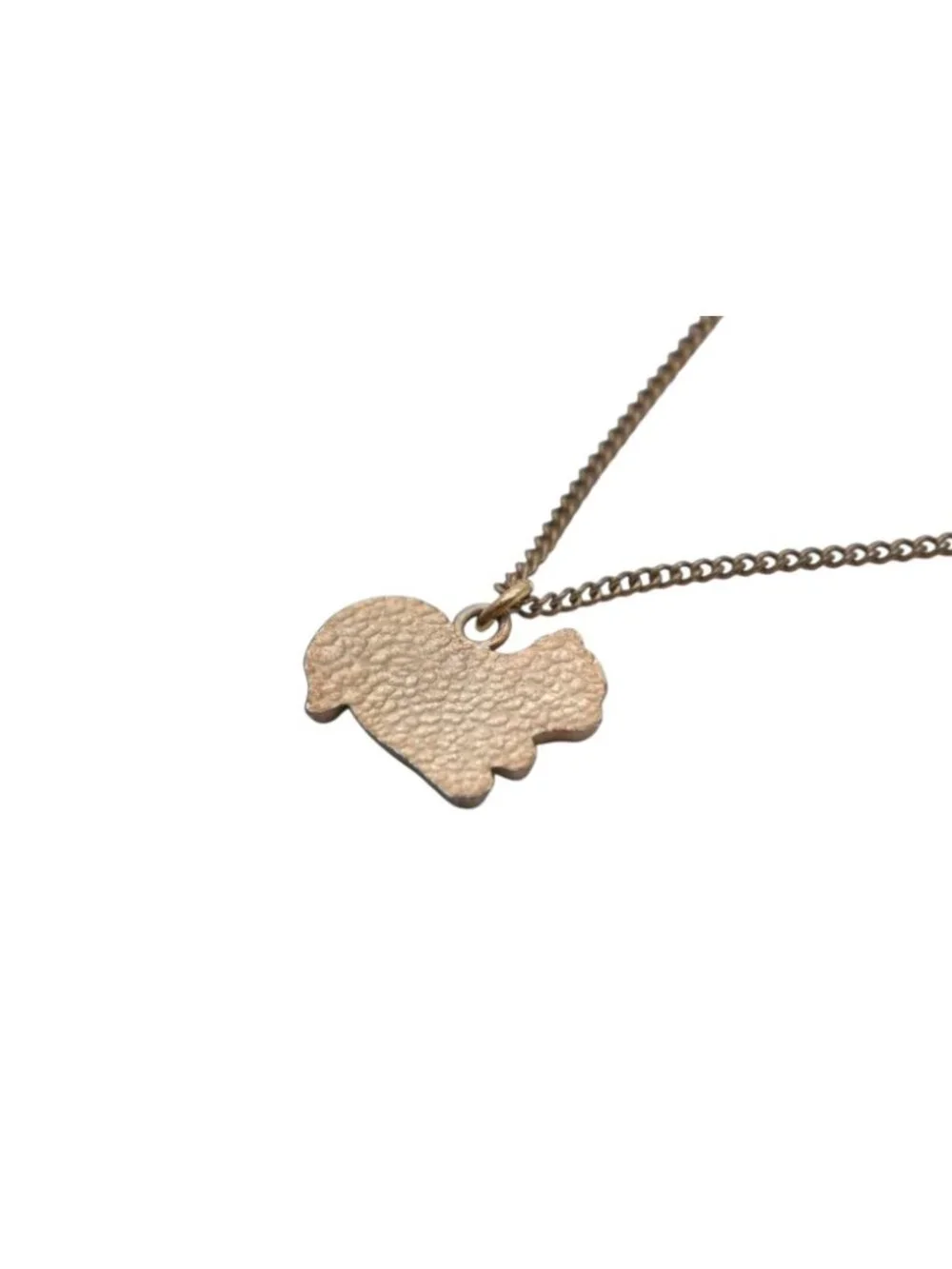 Chanel CC Logo Squirrel Animal Necklace Glitter Gold Plated Yellow